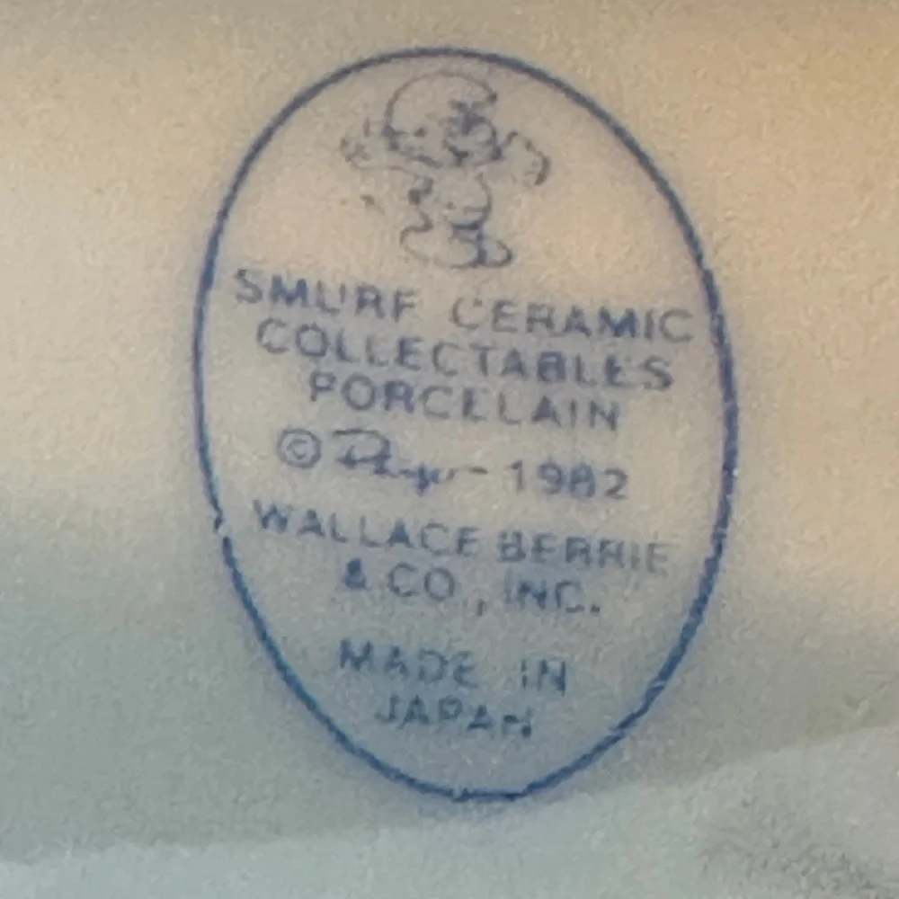 Vintage Smurfs Porcelain Bell 1982 Wallace Berrie Japan *See Pics - Small Chip* - Picture 6 of 7